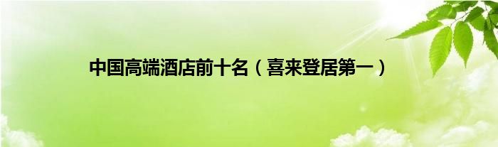 中国高端酒店前十名（喜来登居第一）