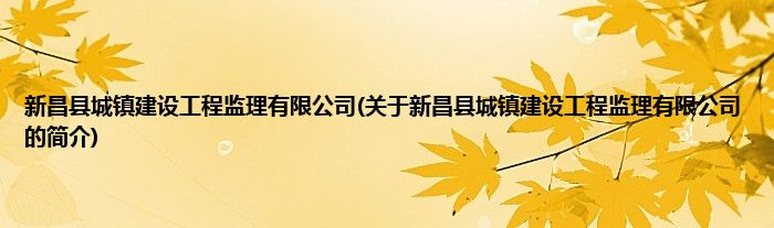 新昌县城镇建设工程监理有限公司(关于新昌县城镇建设工程监理有限公司的简介)