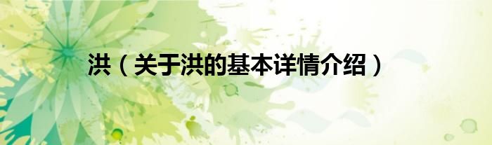 洪（关于洪的基本详情介绍）