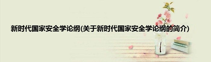 新时代国家安全学论纲(关于新时代国家安全学论纲的简介)