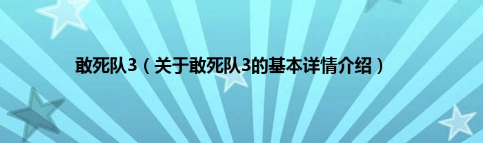 敢死队3（关于敢死队3的基本详情介绍）