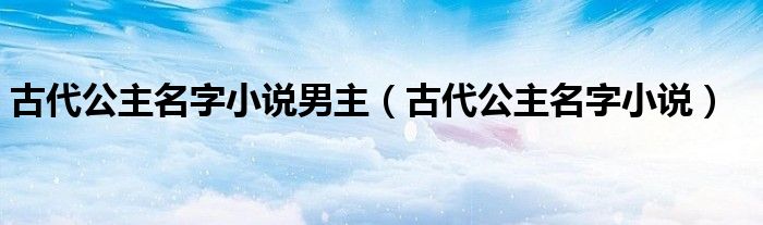 古代公主名字小说男主（古代公主名字小说）