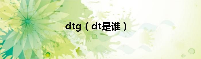 dtg（dt是谁）