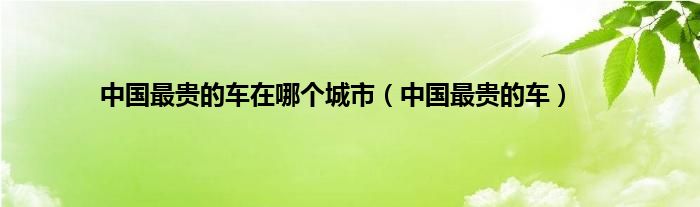 中国最贵的车在哪个城市（中国最贵的车）