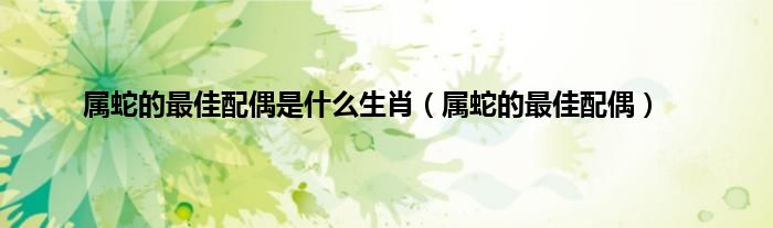 属蛇的最佳配偶是什么生肖（属蛇的最佳配偶）