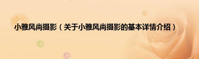 小雅风尚摄影（关于小雅风尚摄影的基本详情介绍）