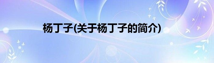 杨丁子(关于杨丁子的简介)
