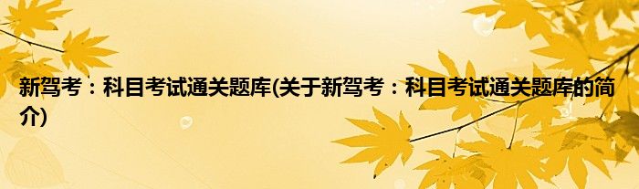 新驾考：科目考试通关题库(关于新驾考：科目考试通关题库的简介)