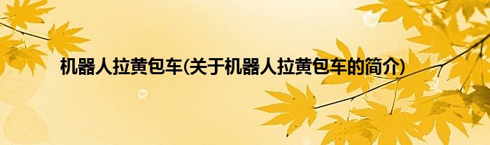 机器人拉黄包车(关于机器人拉黄包车的简介)