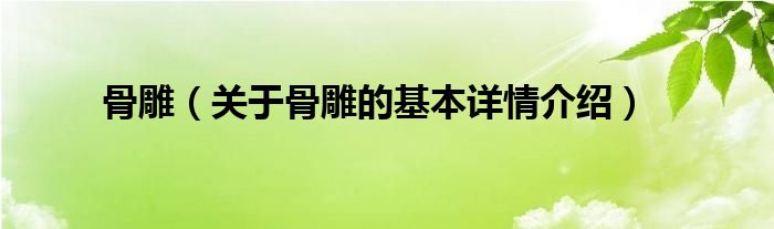 骨雕（关于骨雕的基本详情介绍）