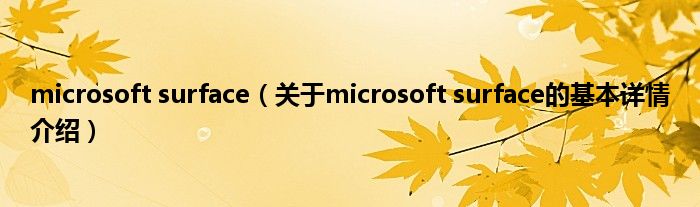 microsoft surface（关于microsoft surface的基本详情介绍）
