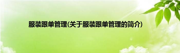 服装跟单管理(关于服装跟单管理的简介)
