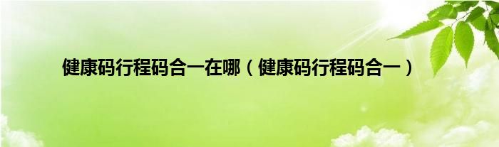 健康码行程码合一在哪（健康码行程码合一）