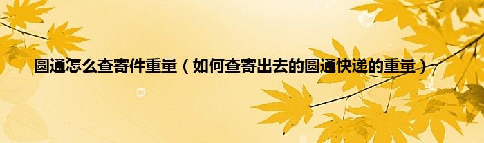 圆通怎么查寄件重量（如何查寄出去的圆通快递的重量）