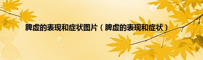 脾虚的表现和症状图片（脾虚的表现和症状）