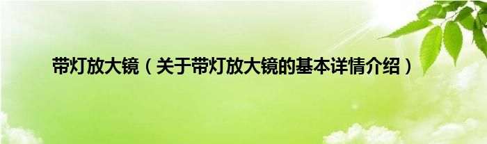 带灯放大镜（关于带灯放大镜的基本详情介绍）