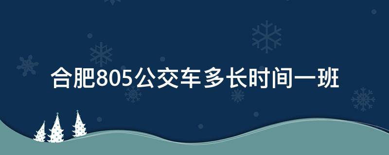 合肥805公交车多长时间一班