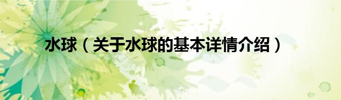 水球（关于水球的基本详情介绍）