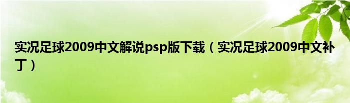 实况足球2009中文解说psp版下载（实况足球2009中文补丁）