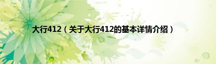 大行412（关于大行412的基本详情介绍）
